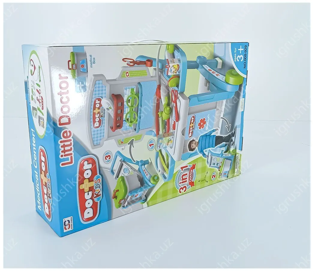 картинка ИГРОВОЙ НАБОР ДОКТОРА 3 В 1 В ЧЕМОДАНЕ 008-929 ТРАНСФОРМЕР НА КОЛЕСАХ от магазина igrushka.uz