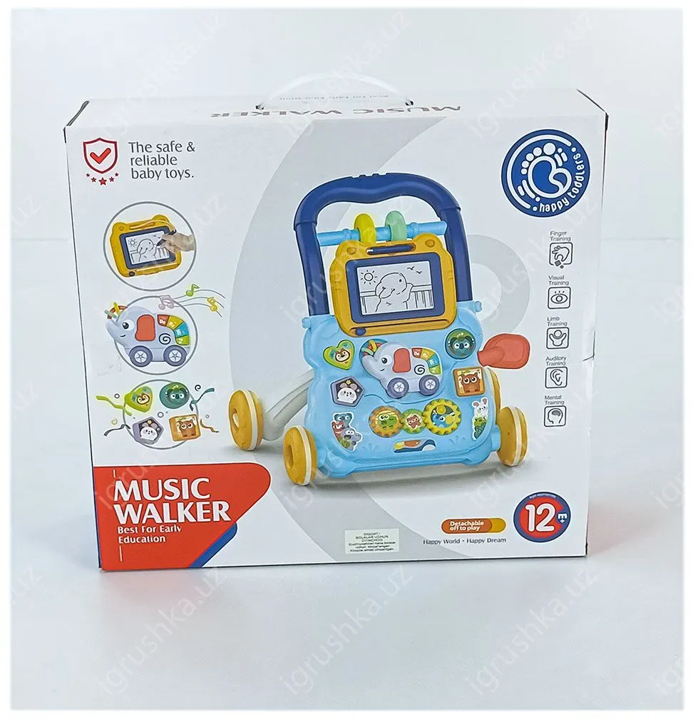 картинка Ходунки “Веселый слоник” (цвет голубой) в коробке HE0810 от магазина igrushka.uz