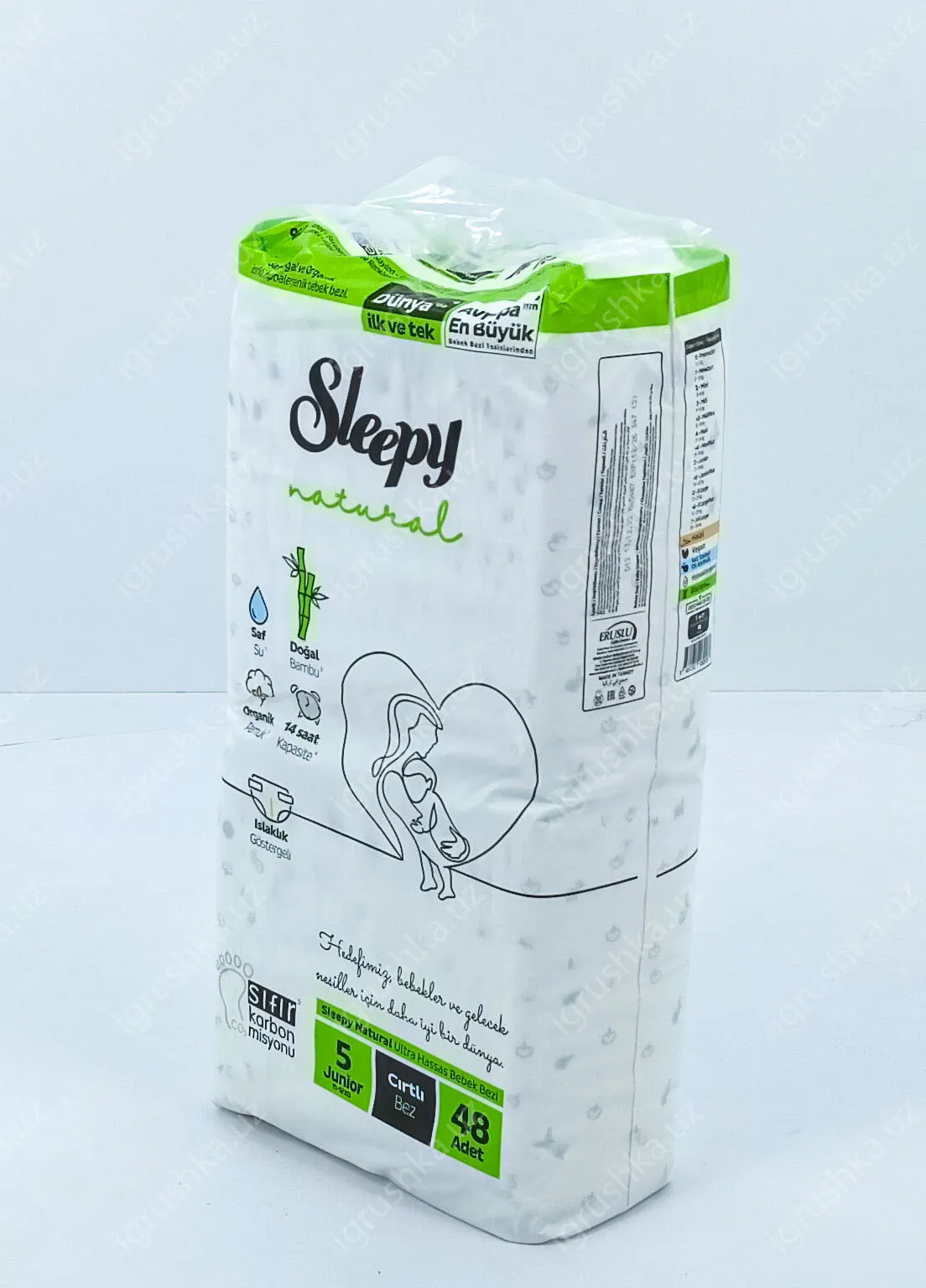 картинка Детские подгузники Sleepy Natural 11-18 кг 5-Младший 48 шт от магазина igrushka.uz