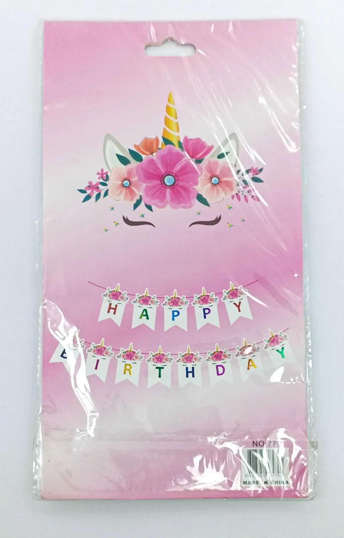 картинка Бумажная гирлянда "Happy birthday"" единорог яркая от магазина igrushka.uz
