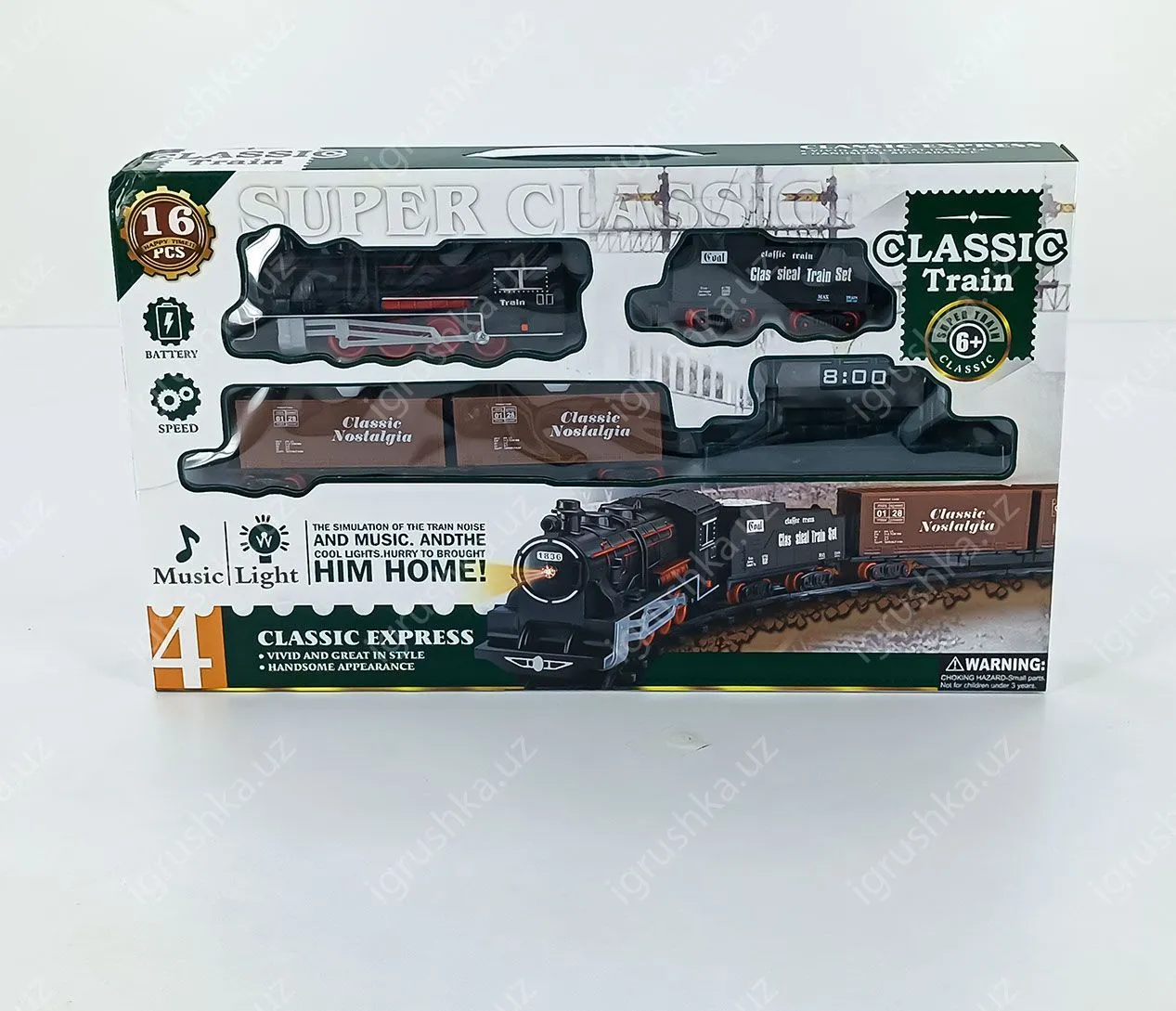 картинка Детская железная дорога Star Toys Классический экспресс, свет, звук | поезда 16 деталей от магазина igrushka.uz