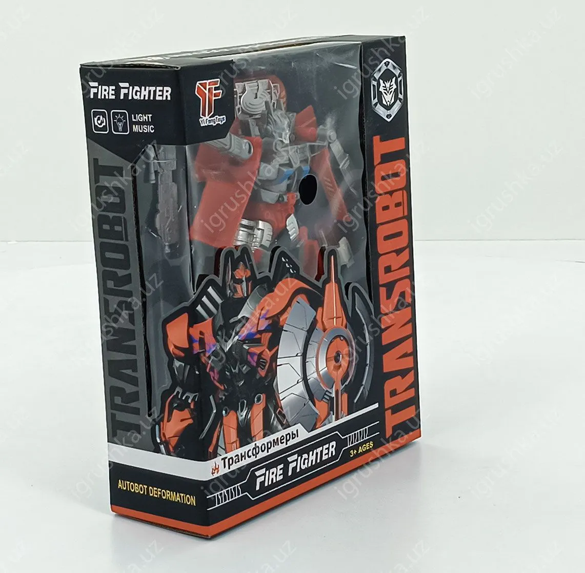 картинка Робот-трансформер для мальчика / красный / светящийся и звуковой, 19см от магазина igrushka.uz