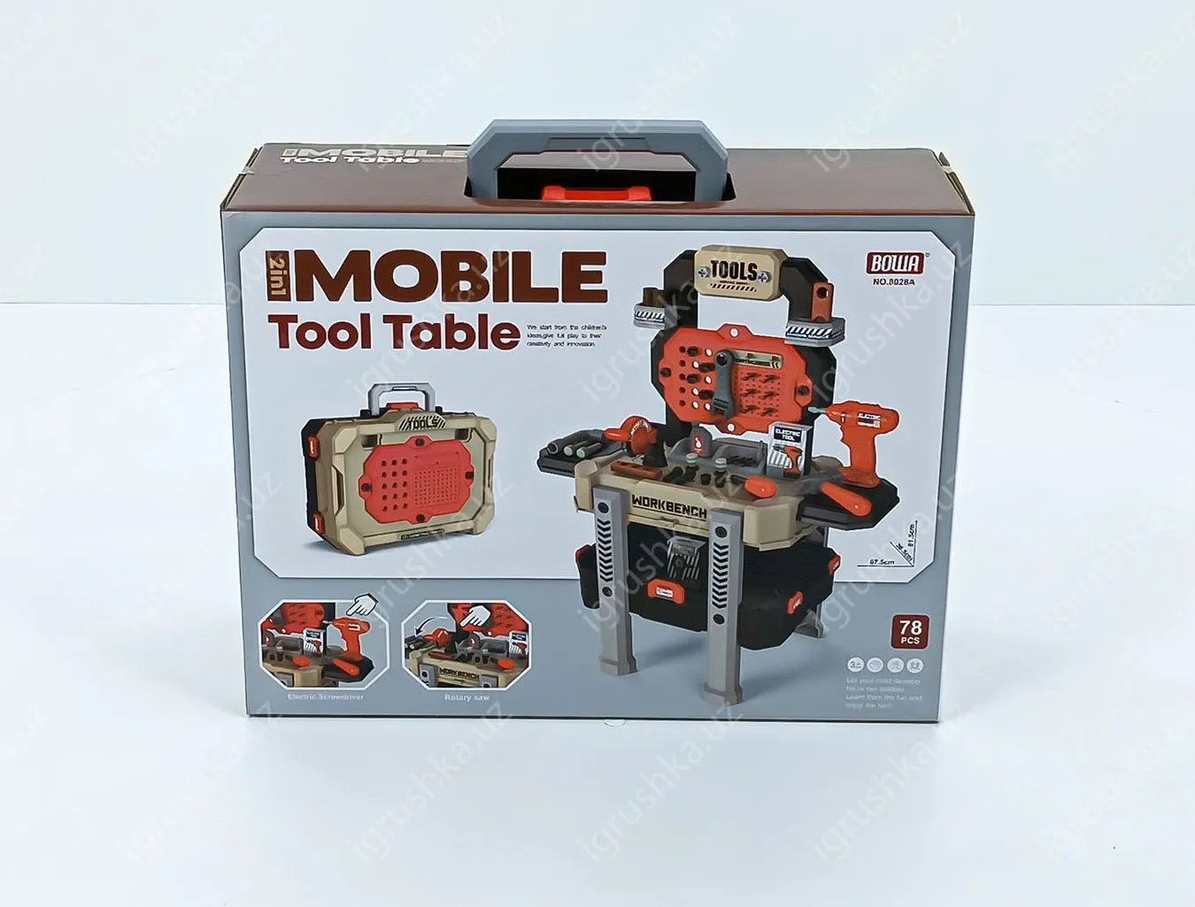 картинка Стол - верстак с набором инструментов для мальчиков в чемодане.78 деталь от магазина igrushka.uz