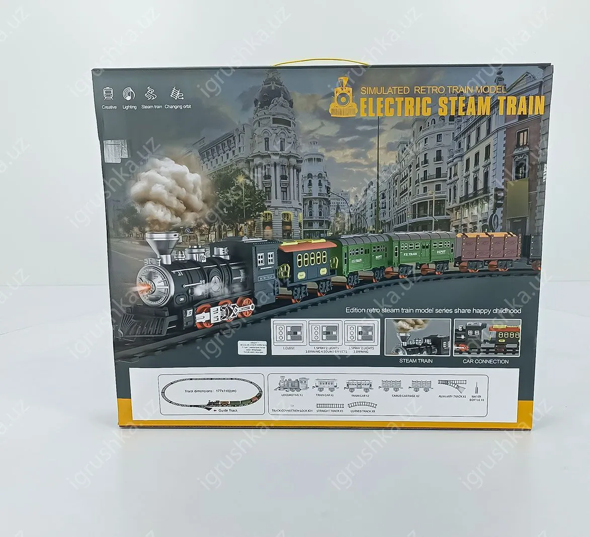 картинка Железная дорога с поездом Electric Steam Train MIC | поезда 699-9A 18 деталей от магазина igrushka.uz