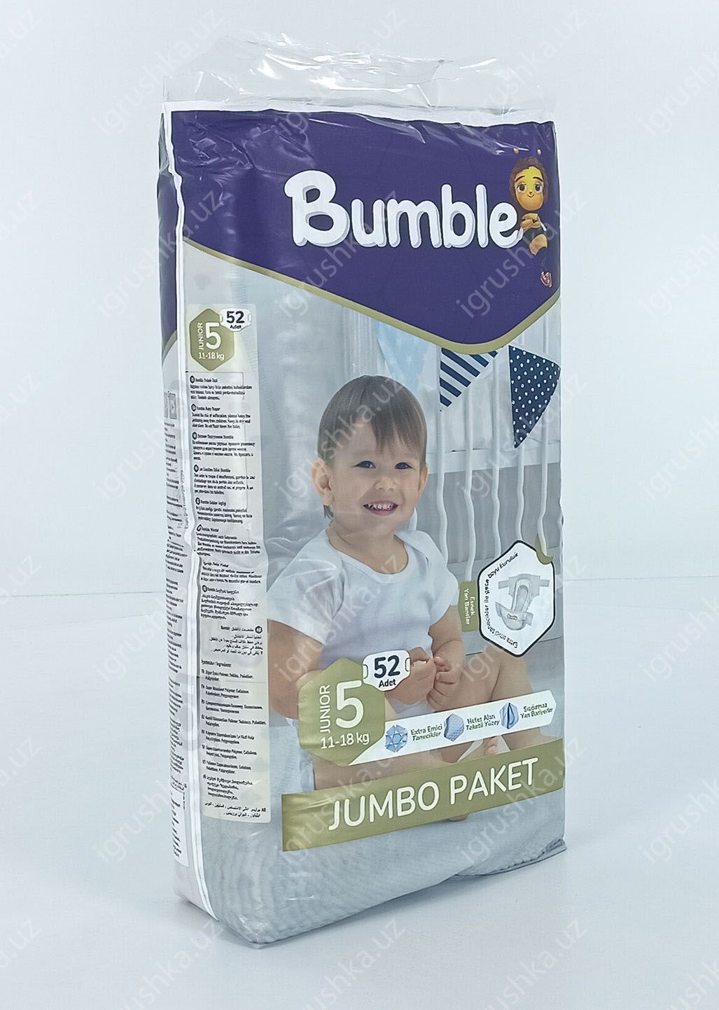 картинка Детские подгузники Bumble 5 JUMBO PAKET (11-18 кг) 52 шт. от магазина igrushka.uz
