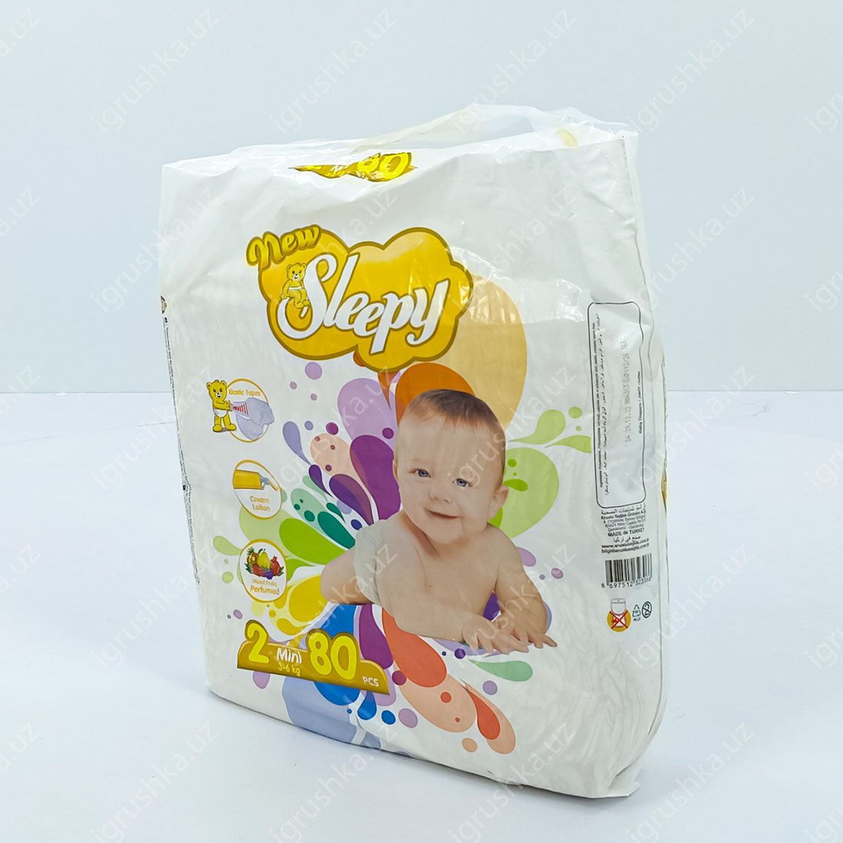 картинка Детские подгузники New Sleepy 3-6 кг 2-Мини 80 шт от магазина igrushka.uz