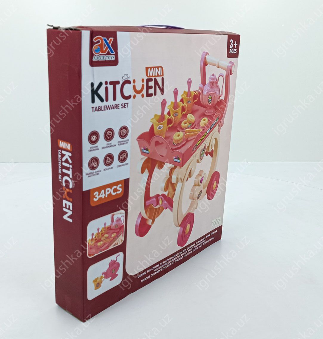 картинка Набор чайной посуды на тележке Mini Kitchen Tableware Set (34 предмета) от магазина igrushka.uz