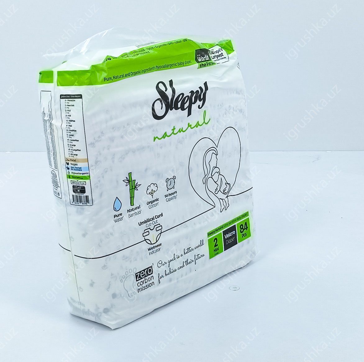 картинка Детские подгузники Sleepy Natural 3-6 кг 2-Мини 84 шт от магазина igrushka.uz