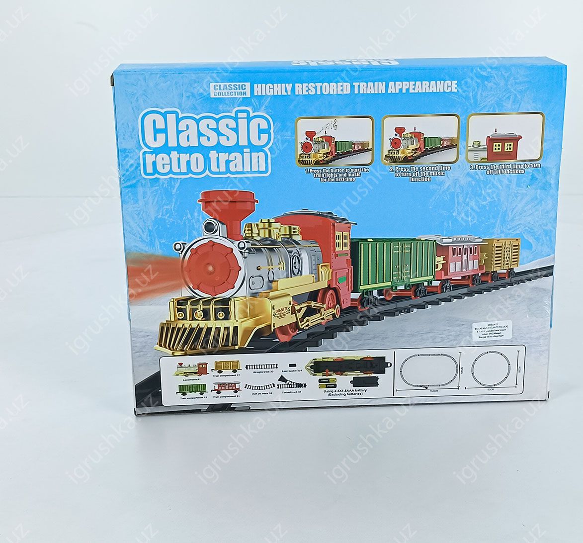 картинка Железная дорога с поездом Classic retro train | поезда 699-73a 17 деталей от магазина igrushka.uz
