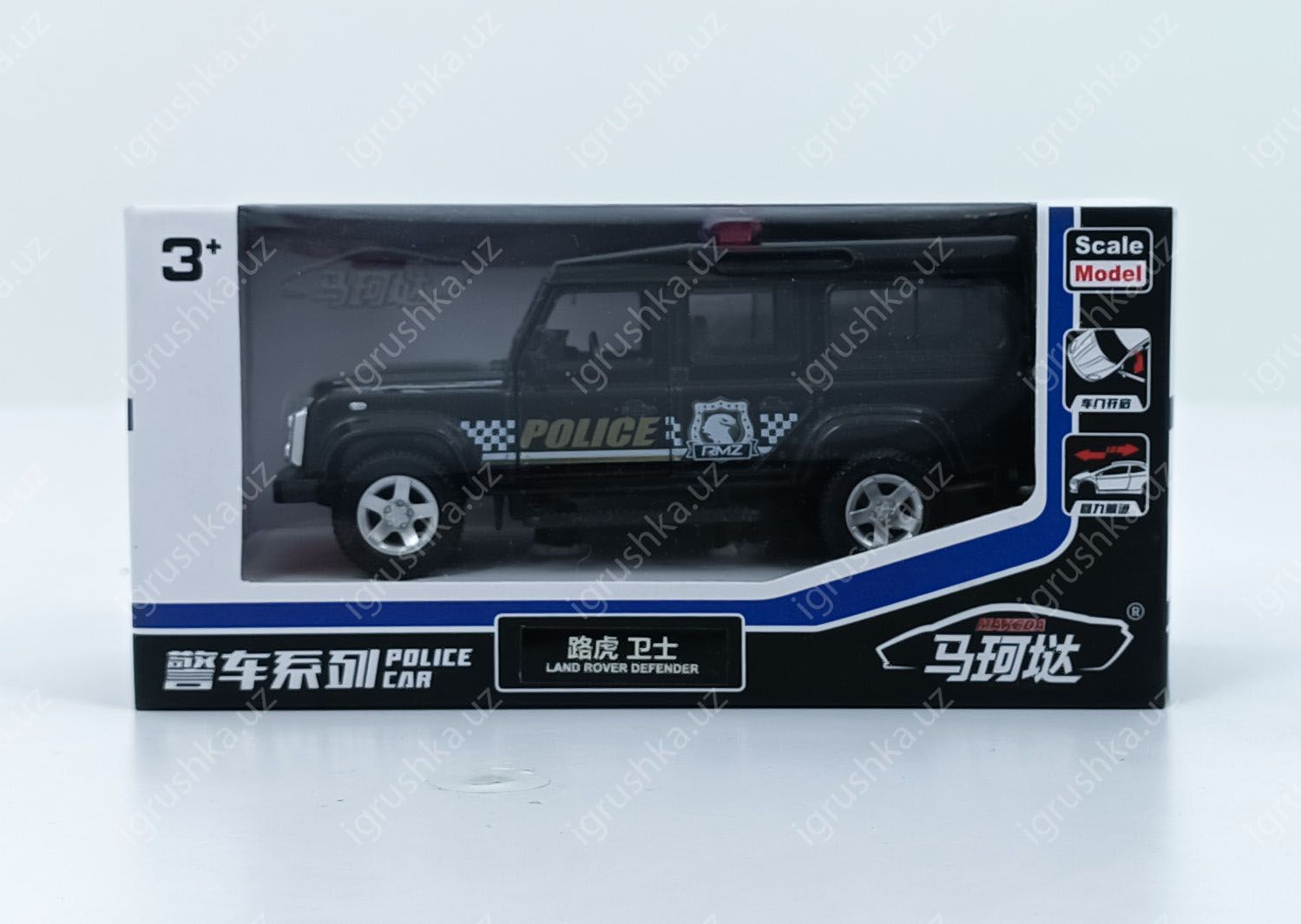 картинка Машина металлическая LAND ROVER DEFENDER, 1:32, инерция, полиция от магазина igrushka.uz