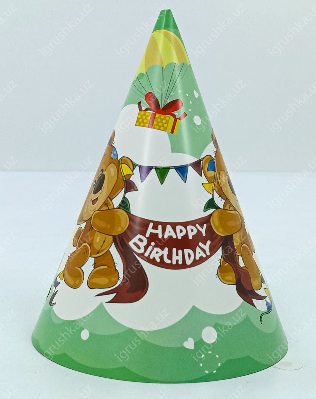 картинка Праздничные шапочки для детей - Happy birthday! Мишка (Цена за 1 штук) от магазина igrushka.uz