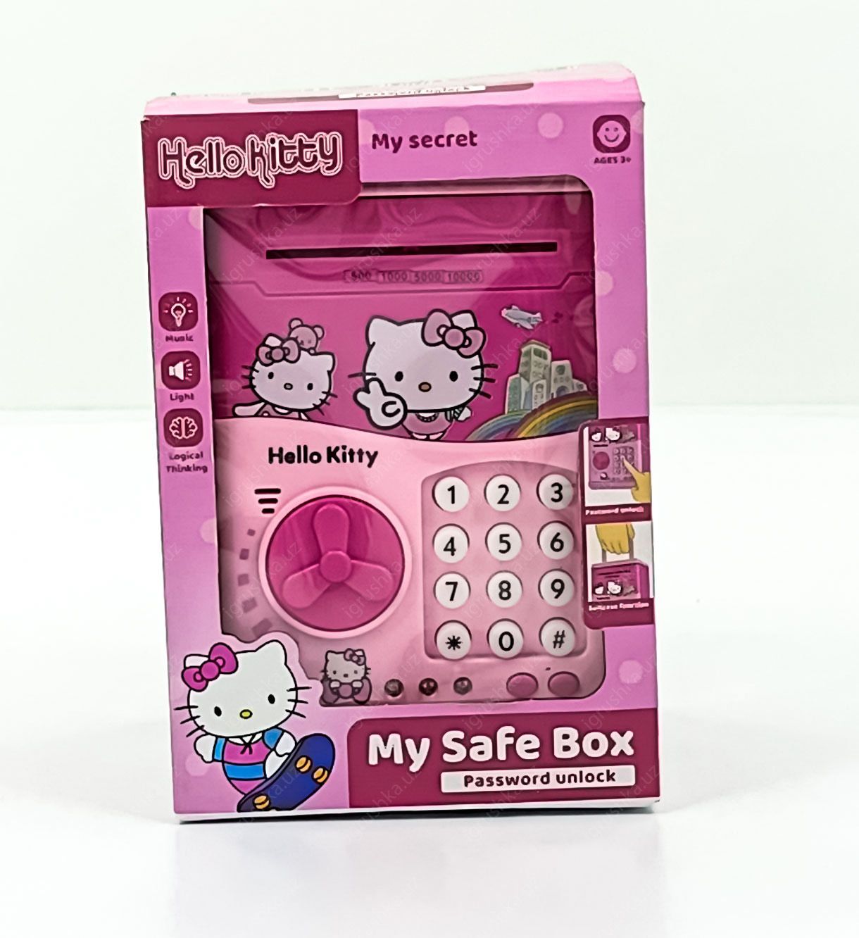 картинка Hello Kitty My Safe Box - копилка с кодовым замком и музыкой, розовая от магазина igrushka.uz