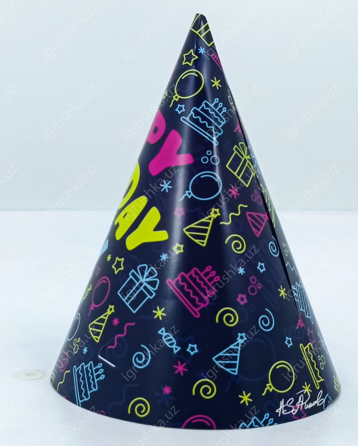 картинка Праздничные шапочки для детей - Happy birthday! Темный синий (Цена за 1 штук) от магазина igrushka.uz
