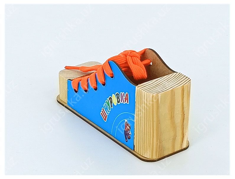 картинка Шнуровка детская Кеда, деревянная игрушка, для развития мелкой моторики  от магазина igrushka.uz