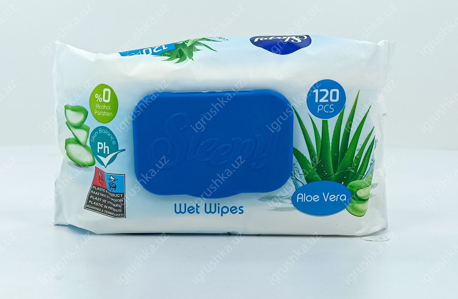 картинка Влажные салфетки Sleepy лоэ вера (Wet Wipes) 120шт. от магазина igrushka.uz