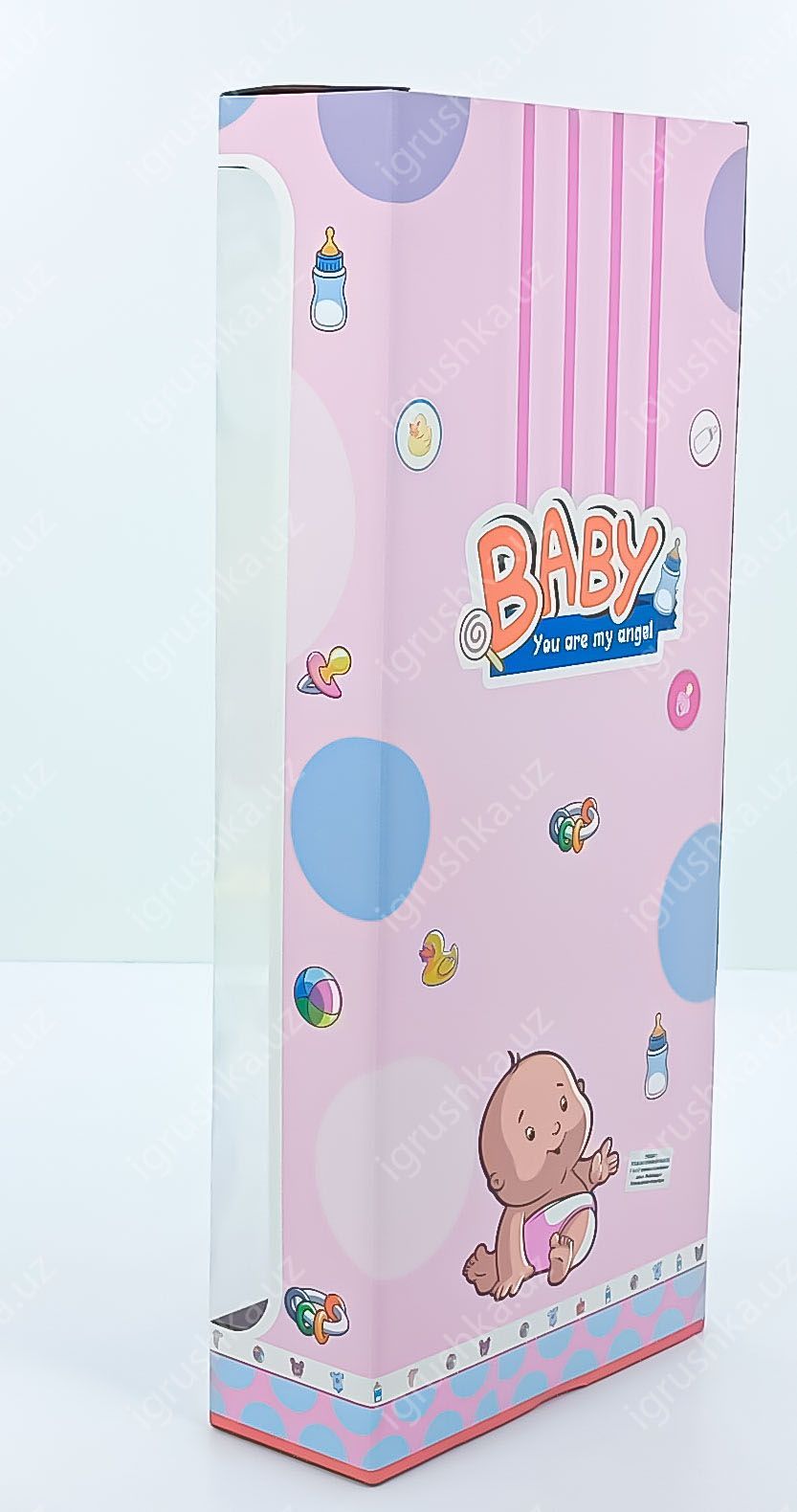 картинка Игрушка кукла со звуком и коляска, бутылочка, горшок, подгузник, салфетки в коробке sy026 от магазина igrushka.uz