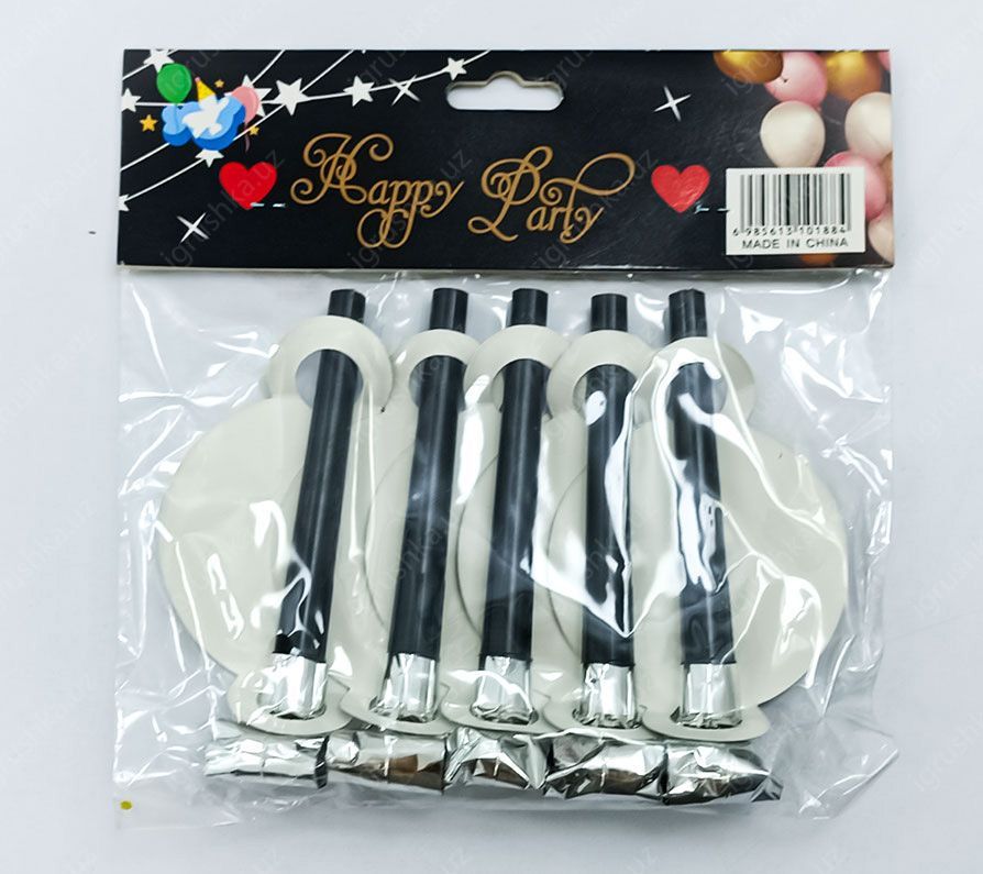 картинка Набор свистков-дуделок для вечеринок "Happy Birthday" 5 штук от магазина igrushka.uz