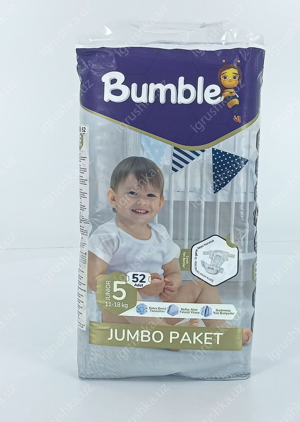картинка Детские подгузники Bumble 5 JUMBO PAKET (11-18 кг) 52 шт. от магазина igrushka.uz