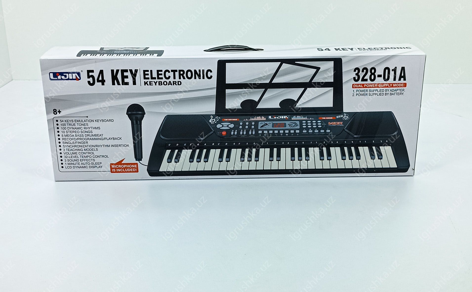картинка Синтезатор детский, микрофон, Mp3 плеер, usb кабель, запись, 54 клавиша. от магазина igrushka.uz