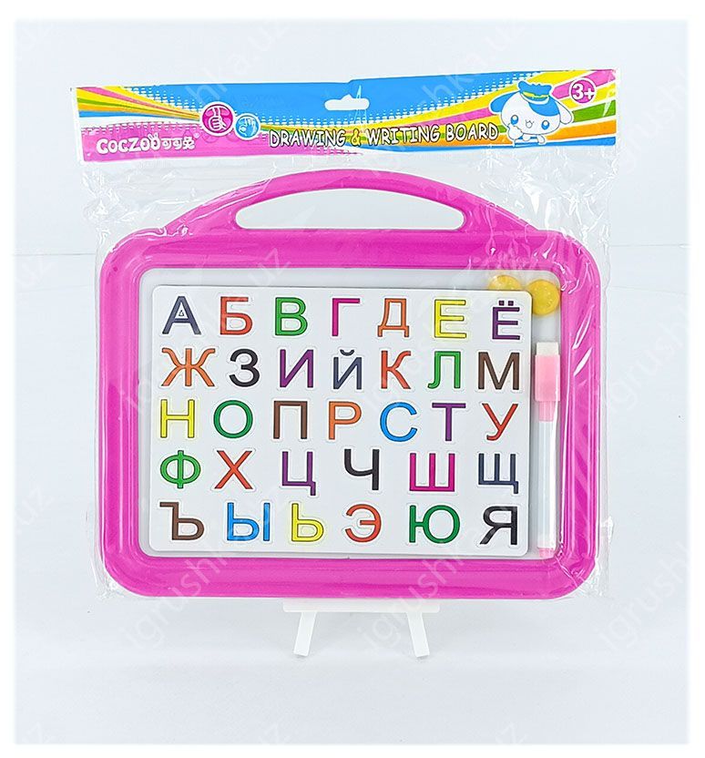 картинка Доска для обучения алфавиту, с магнитами и маркером, цвета в ассортименте от магазина igrushka.uz