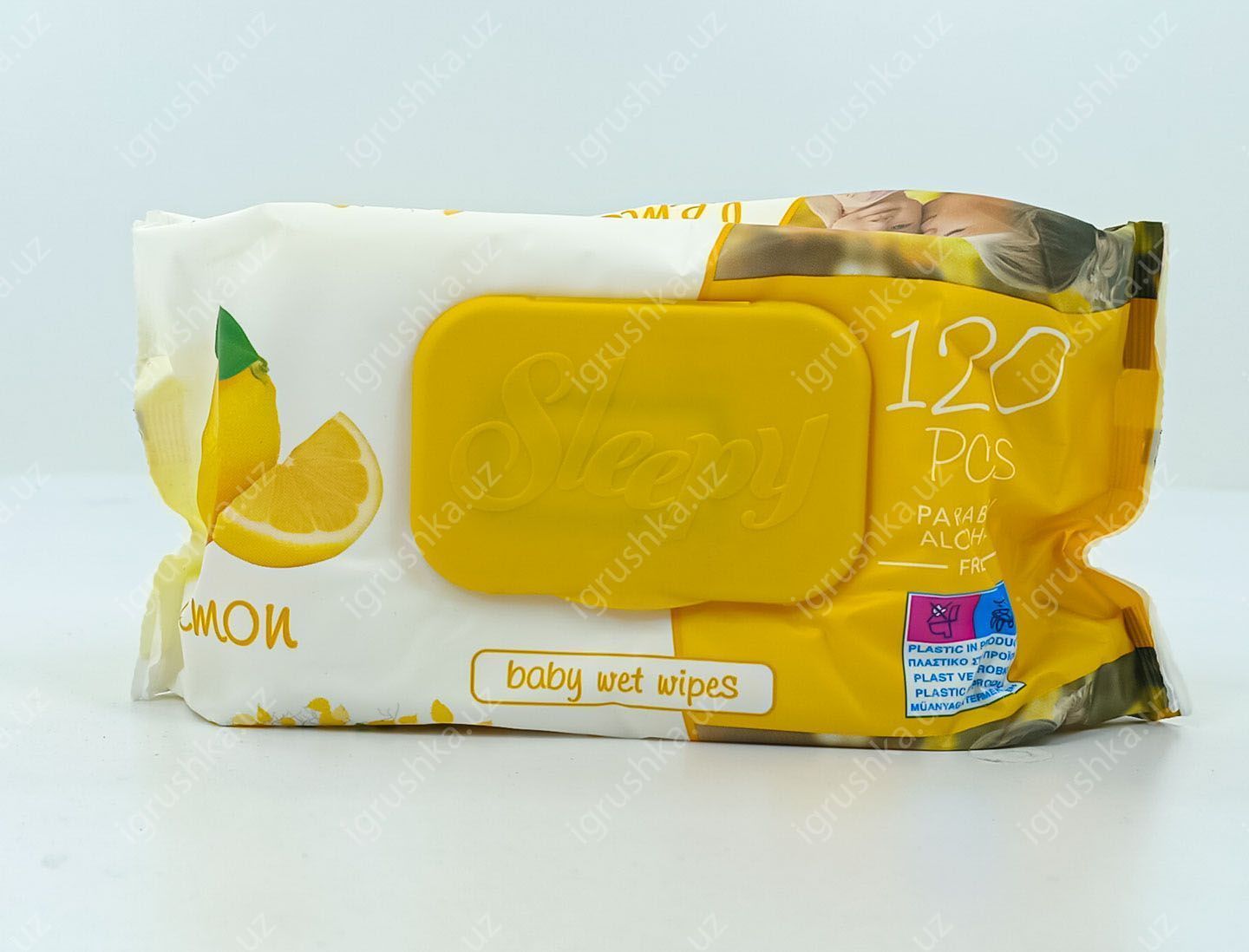 картинка Влажные салфетки Sleepy лимон (baby wet wipes) 120шт. от магазина igrushka.uz