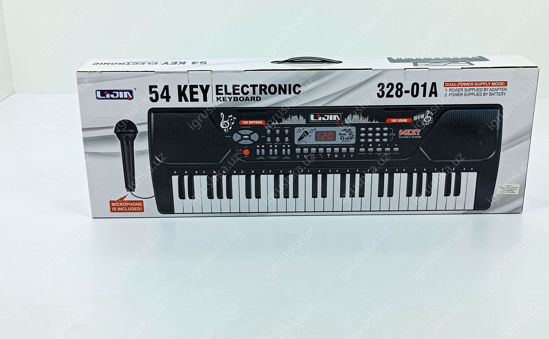 картинка Синтезатор детский, микрофон, Mp3 плеер, usb кабель, запись, 54 клавиша. от магазина igrushka.uz