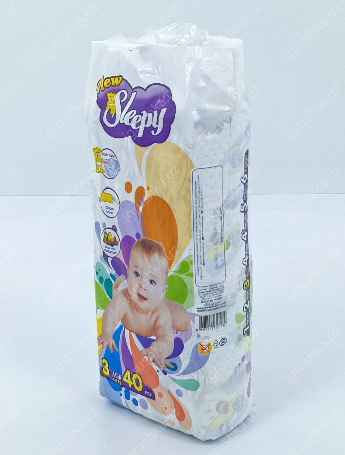 картинка Детские подгузники New Sleepy 4-9 кг 3-Миди 40 шт от магазина igrushka.uz