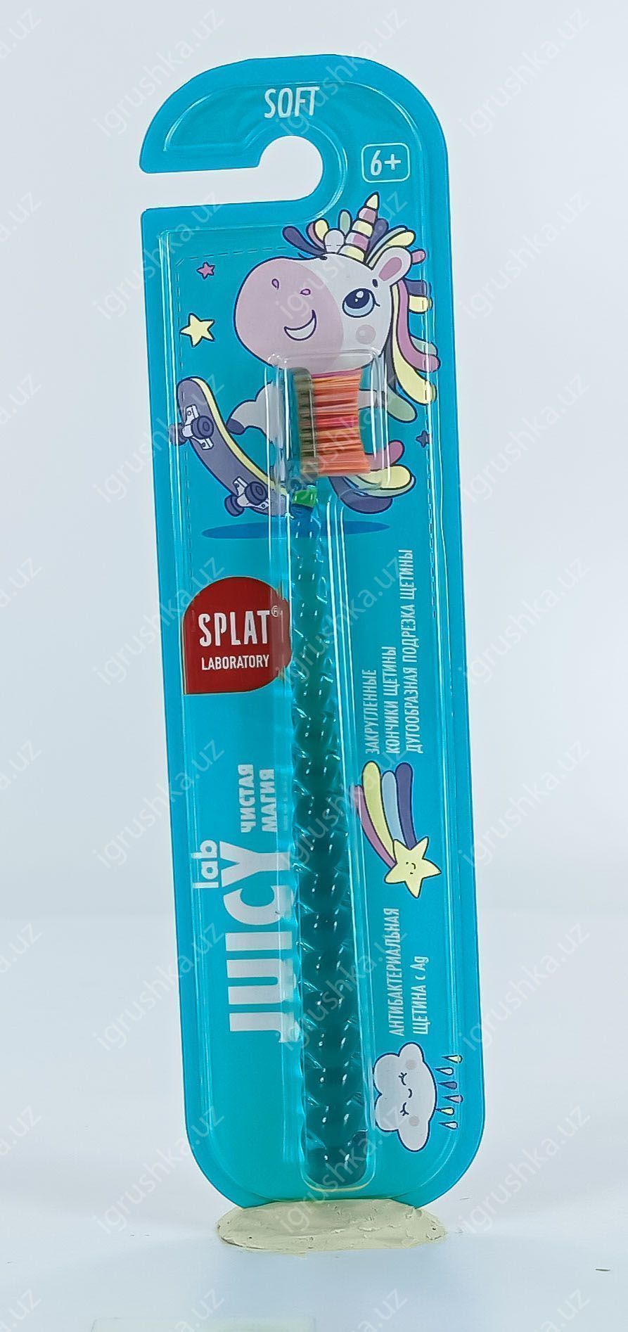 картинка Зубная щетка SPLAT JUICY LAB Магия единорога для детей. Зеленый прозрачный от магазина igrushka.uz