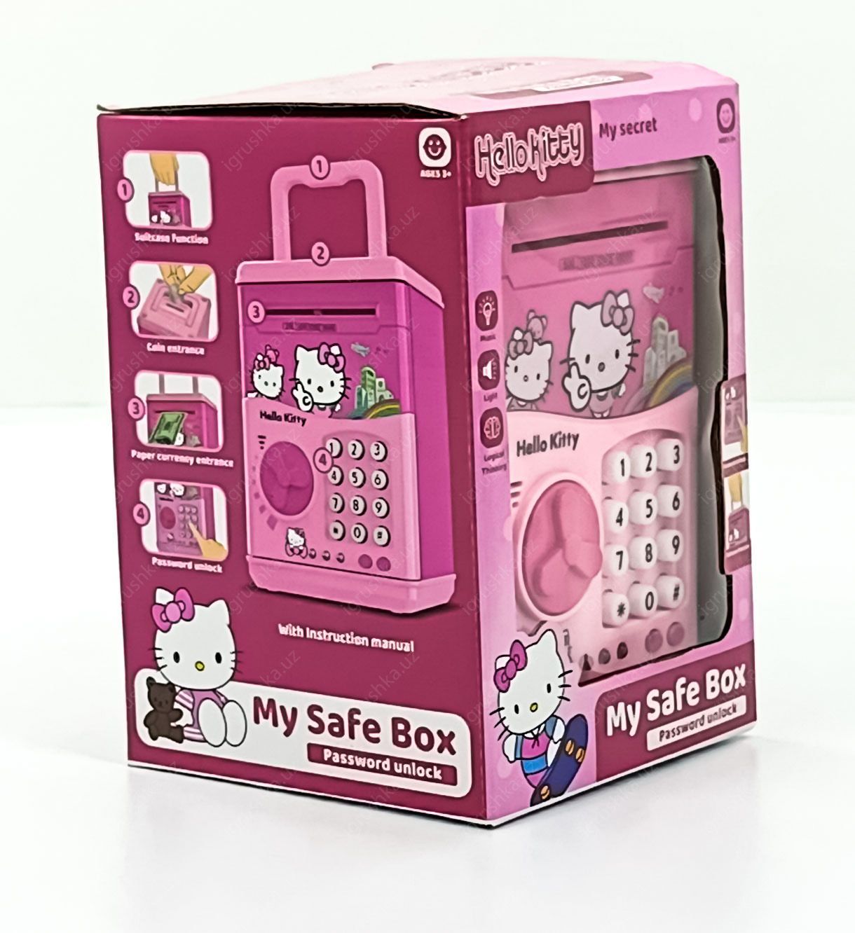 картинка Hello Kitty My Safe Box - копилка с кодовым замком и музыкой, розовая от магазина igrushka.uz