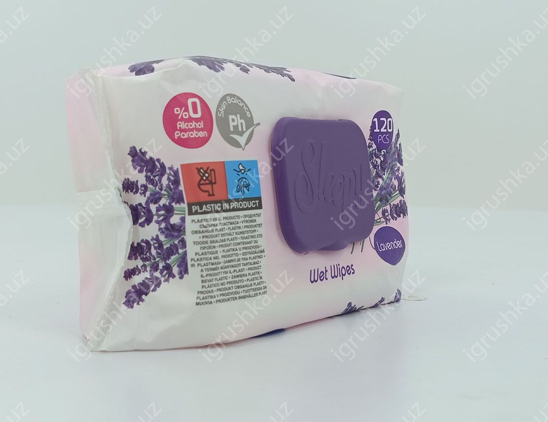 картинка Влажные салфетки Sleepy лаванда (Wet Wipes) 120шт. от магазина igrushka.uz