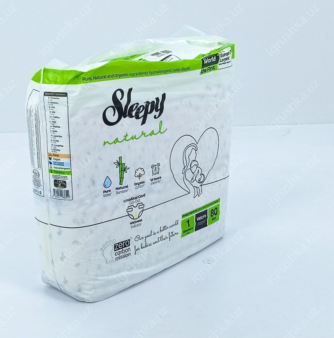 картинка Детские подгузники Sleepy Natural 2-5 кг 1-Новорожденный 80 шт от магазина igrushka.uz
