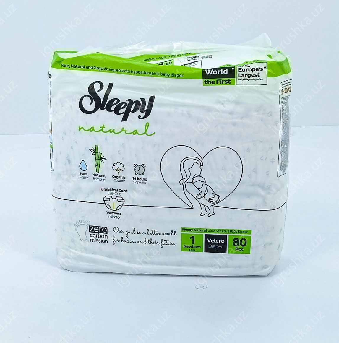картинка Детские подгузники Sleepy Natural 2-5 кг 1-Новорожденный 80 шт от магазина igrushka.uz