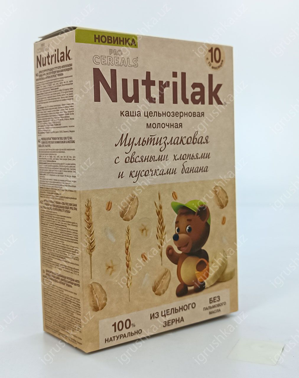 картинка Детская Каша молочная цельнозерновая Nutrilak мультизлаковая с овсяными хлопьями и кусочками банана. Для детей с 10 месяцев 200гр. от магазина igrushka.uz