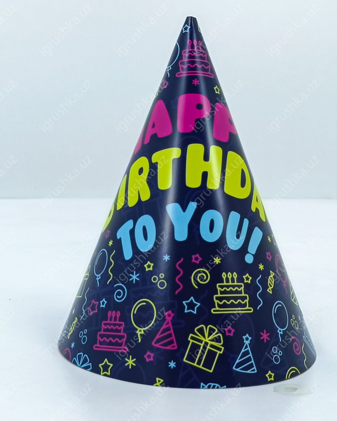 картинка Праздничные шапочки для детей - Happy birthday! Темный синий (Цена за 1 штук) от магазина igrushka.uz