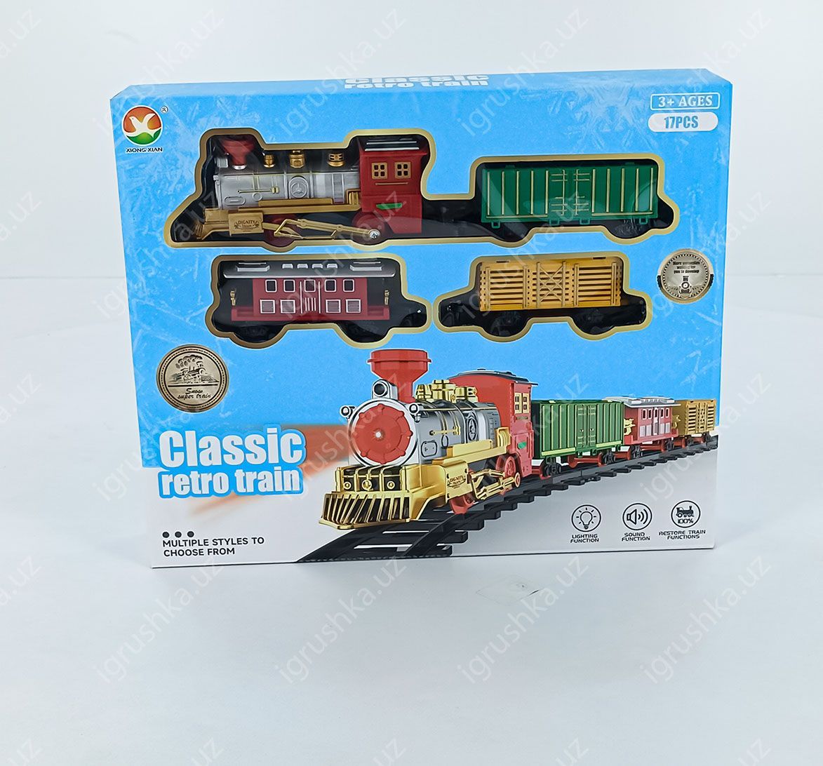 картинка Железная дорога с поездом Classic retro train | поезда 699-73a 17 деталей от магазина igrushka.uz