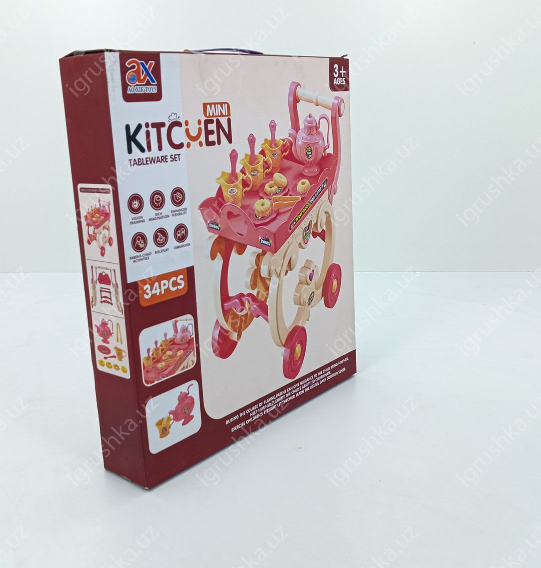 картинка Набор чайной посуды на тележке Mini Kitchen Tableware Set (34 предмета) от магазина igrushka.uz