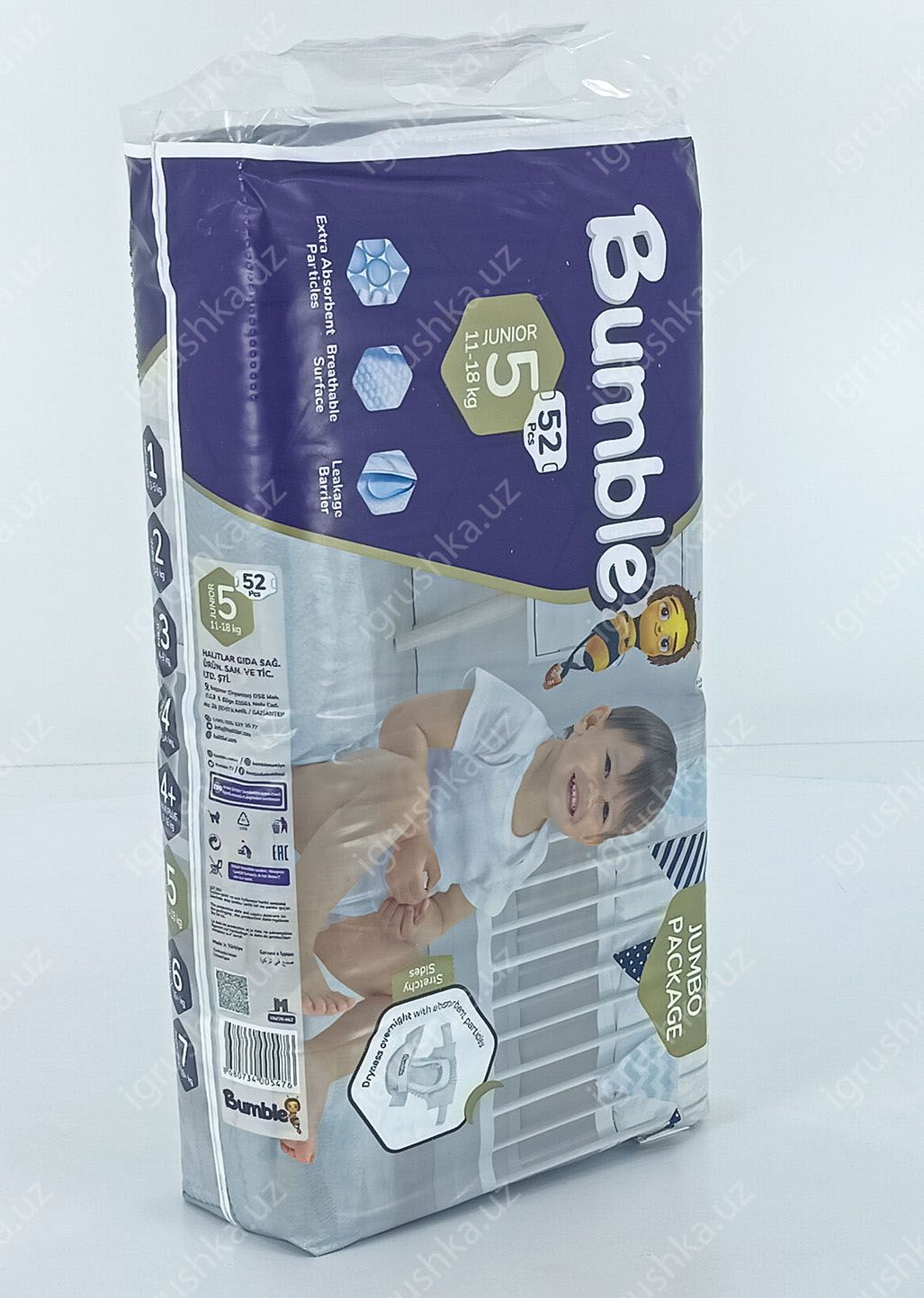 картинка Детские подгузники Bumble 5 JUMBO PAKET (11-18 кг) 52 шт. от магазина igrushka.uz