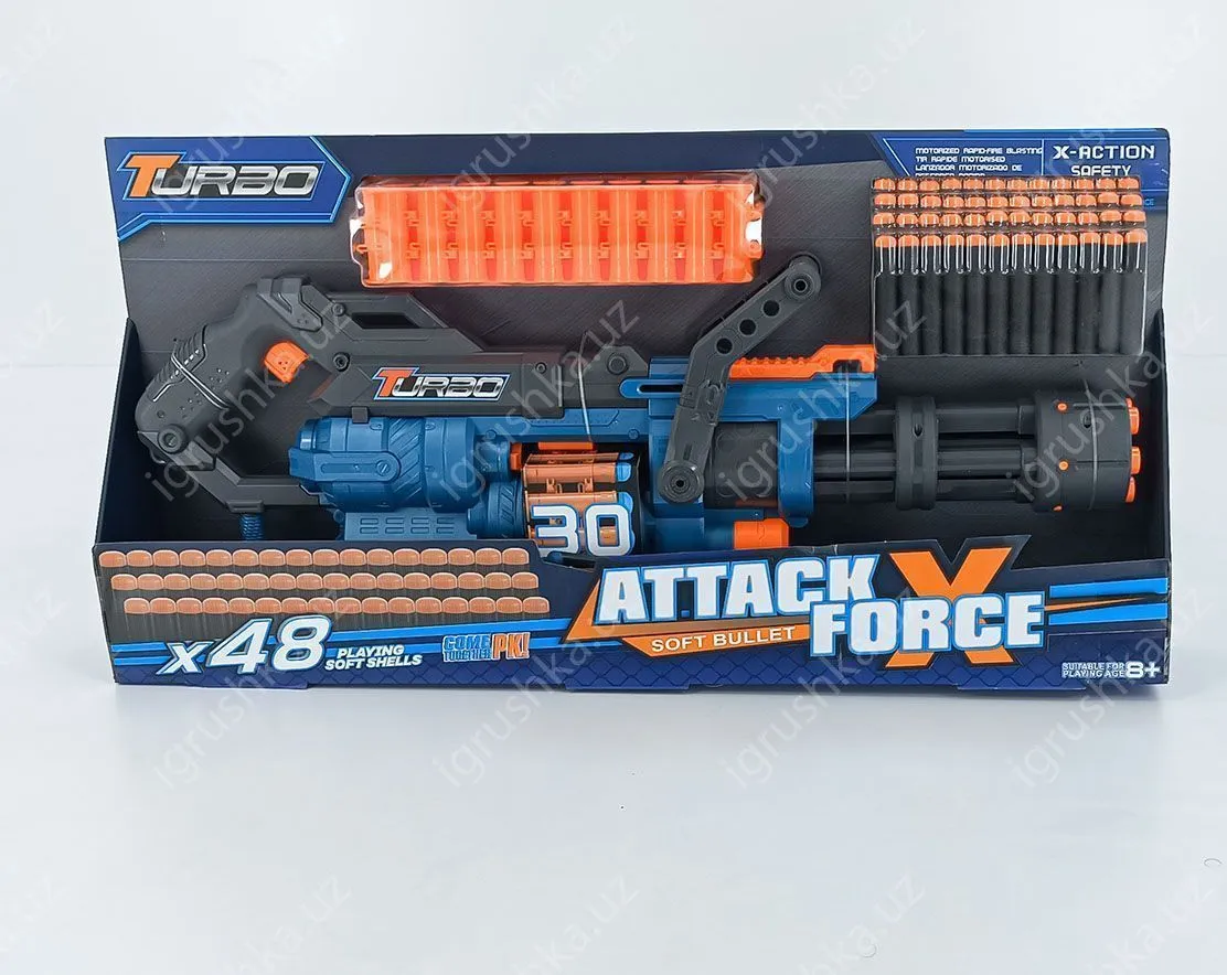 картинка Пулемёт ВТ319 Turbo Attack Force с большим барабаном и мягкими патронами 48шт от магазина igrushka.uz