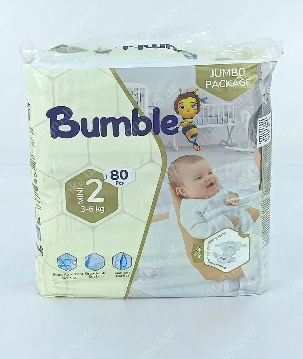 картинка Детские подгузники Bumble 2 JUMBO PAKET (3-6 кг) 80 шт. от магазина igrushka.uz