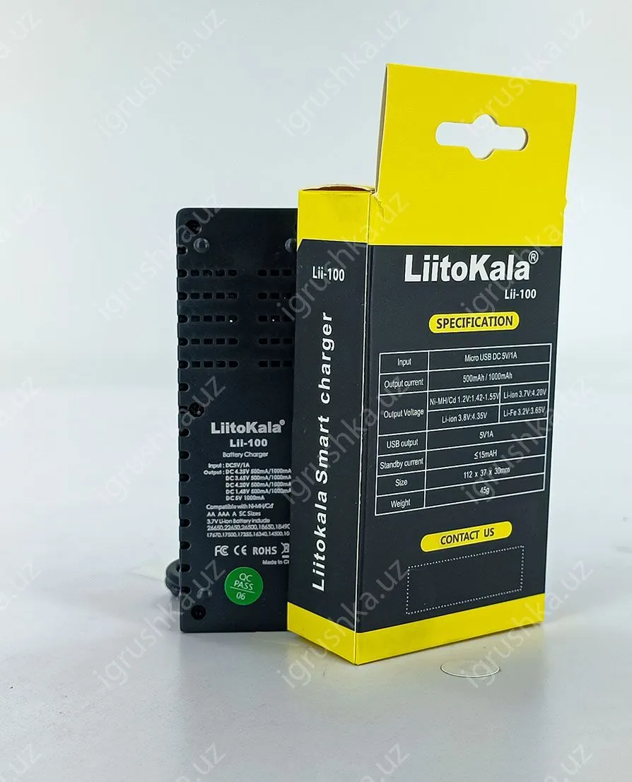 картинка Зарядное устройство Liito Kala Lii-100 (функция Power Bank) (18650, Li-Ion, USB) (Оригинал) от магазина igrushka.uz