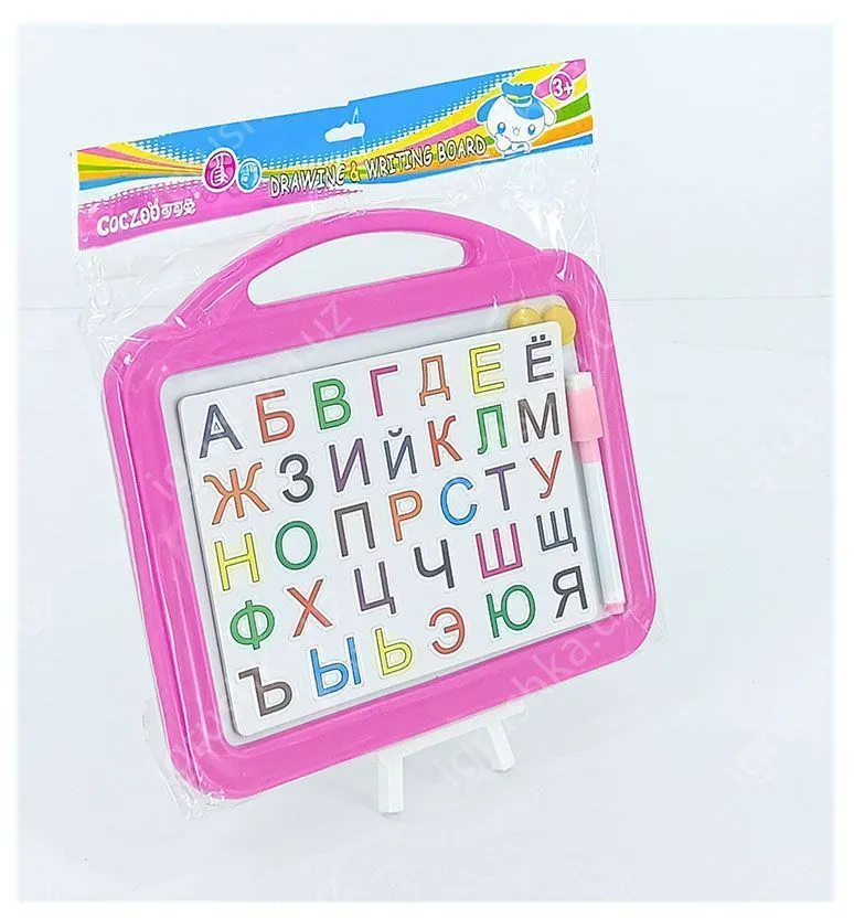 картинка Доска для обучения алфавиту, с магнитами и маркером, цвета в ассортименте от магазина igrushka.uz