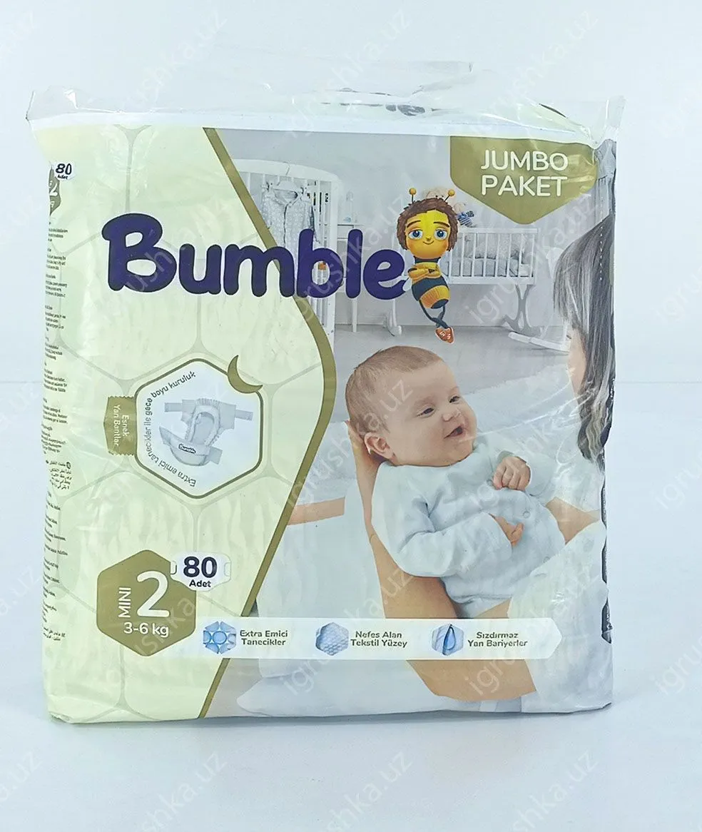 картинка Детские подгузники Bumble 2 JUMBO PAKET (3-6 кг) 80 шт. от магазина igrushka.uz